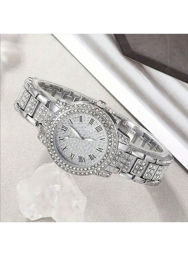 veya 6-Piece Luxury Women’s Jewelry & Watch Set (Quartz Watch, Necklace, Earrings, Ring, Bracelet & Accessories) With Rhinestone Accents - Image 4